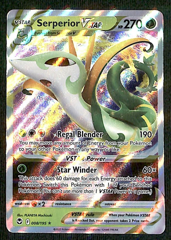Serperior Vmax Ultra Rare Silver Tempest 008/195, NM Pokemon Card
