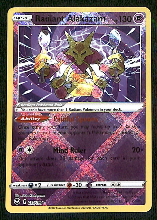 Radiant Alakazam Silver Tempest 059/195, NM Pokemon Card