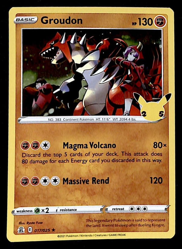 Groudon Holo 25th Anniversary Celebrations 017/025, NM Pokemon Card