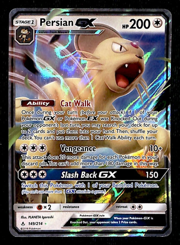 Persian GX Rare Unbroken Bonds 149/214, NM Pokemon Card