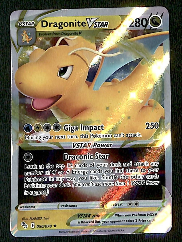 Dragonite Vstar Ultra Rare Pokemon GO 050/078, NM Pokemon Card