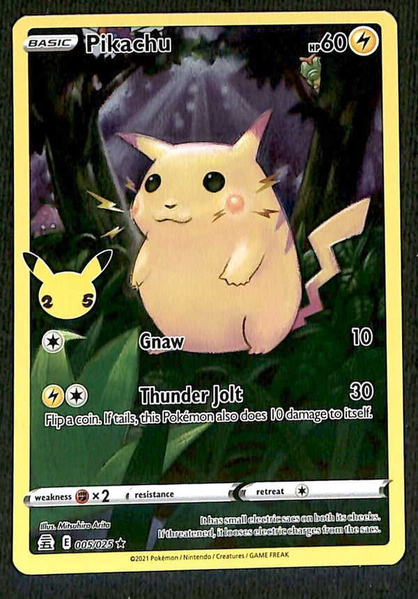 Pikachu Full Art 25th Anniversary Celebrations 005/025, NM Pokemon Car