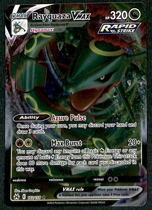 Rayquaza Vmax Ultra Rare Crown Zenith 102/159, NM Pokemon Card