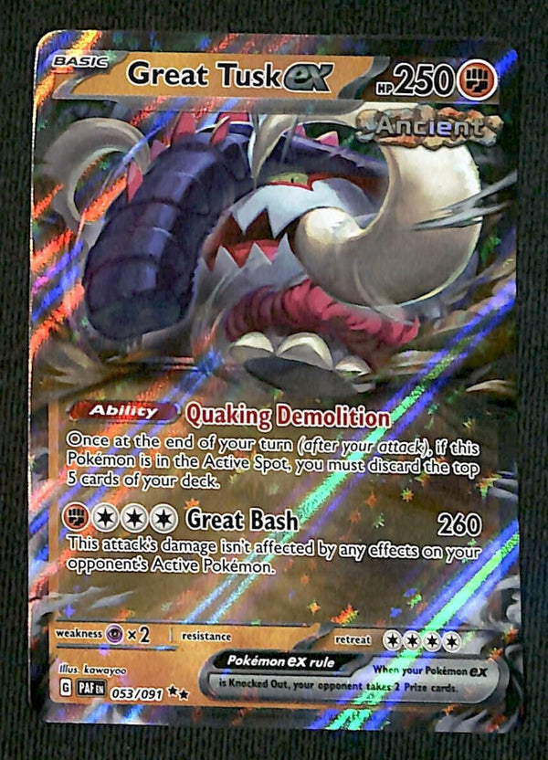 Great Tusk ex Ultra Rare Paldean Fates 053/091, NM Pokemon Card