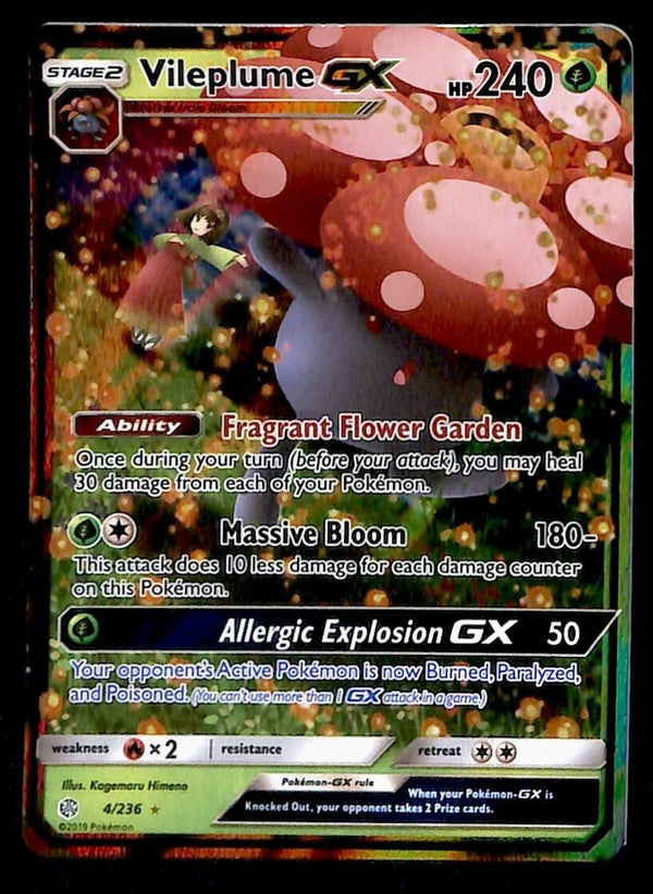 Vileplume GX Full Art Ultra Rare Cosmic Eclipse 4/236, NM Pokemon Card