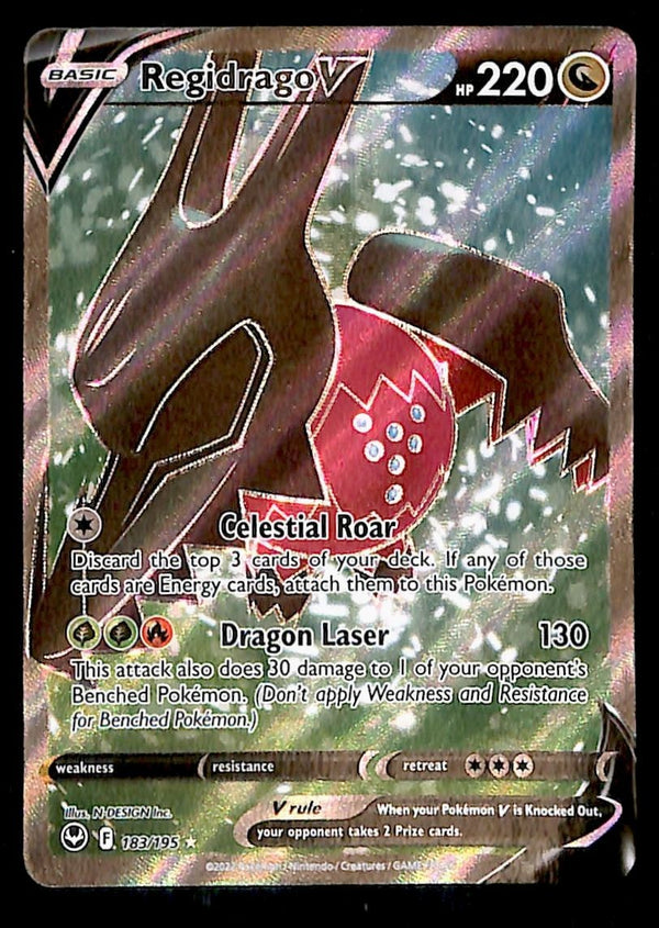 Regidrago V Full Art Silver Tempest 183/195, NM Pokemon Card