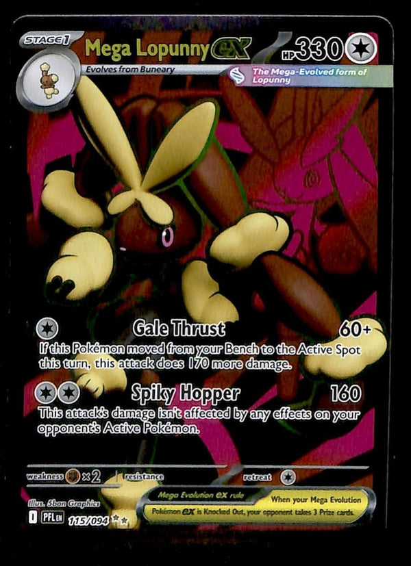 Mega Lopunny ex Full Art Phantasmal Flames 115/094, NM Pokemon Card