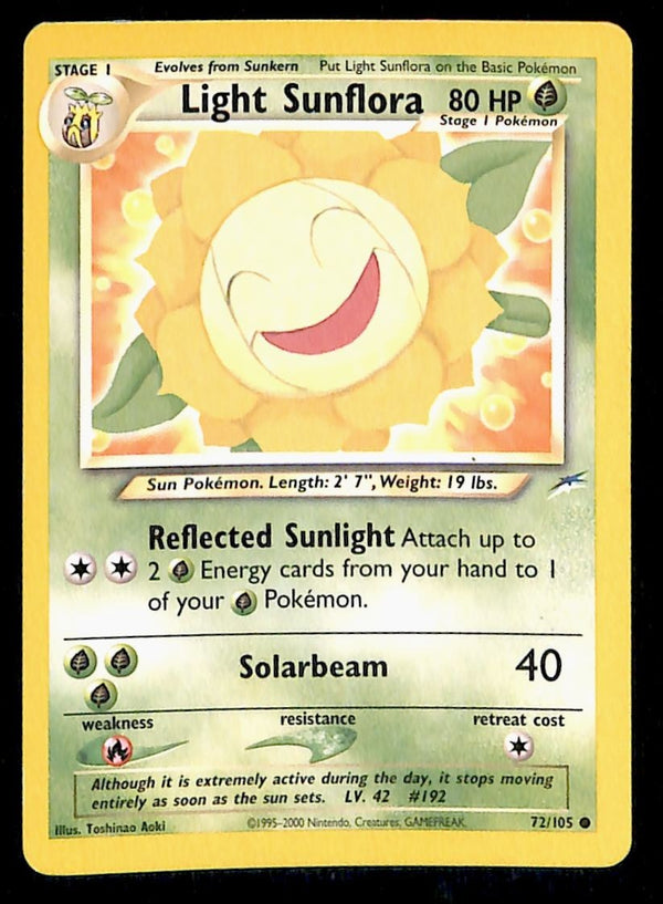 Light Sunflora Neo Destiny Unlimited 72/105, LP Pokemon Card