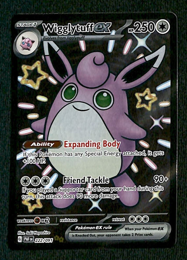 Wigglytuff ex Full Art Paldean Fates 222/091, NM Pokemon Card