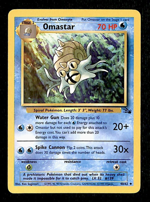 Omastar Fossil VG, 40/62 Pokemon Card