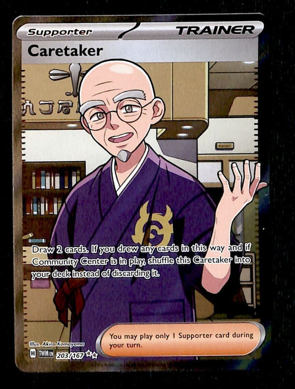 Caretaker Full Art TrainerTwilight Masquerade 203/167, NM Pokemon Card