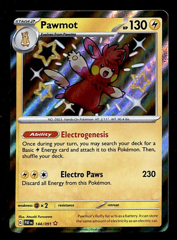 Shiny Pawmot Paldean Fates 144/091, NM Pokemon Card