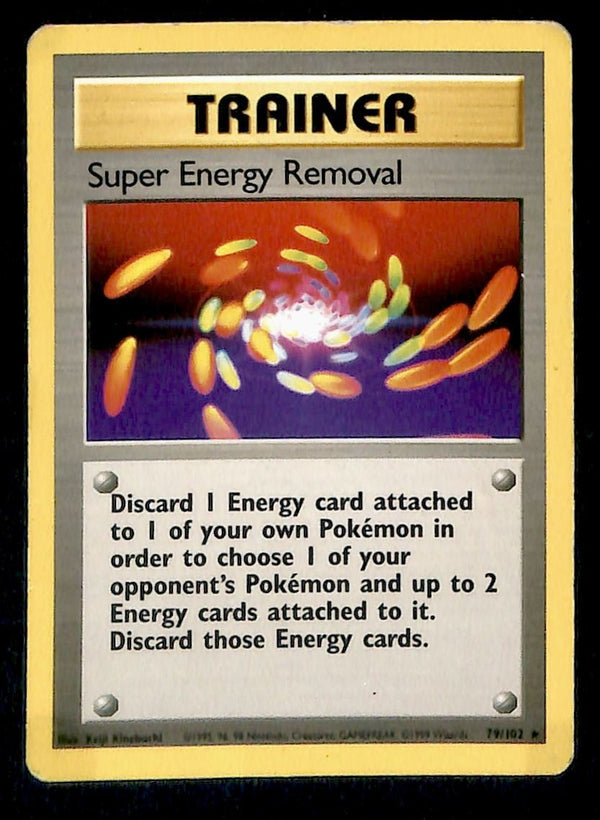 Super Energy Removal Base Set 1999 Unlimited Print LP, 79/102 Pokemon Card.
