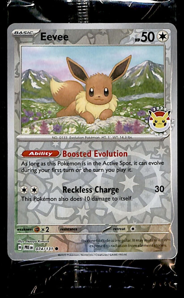 SEALED Eevee Pokemon Day 2025 Prismatic Promo PRE 074/131, NM Pokemon Card