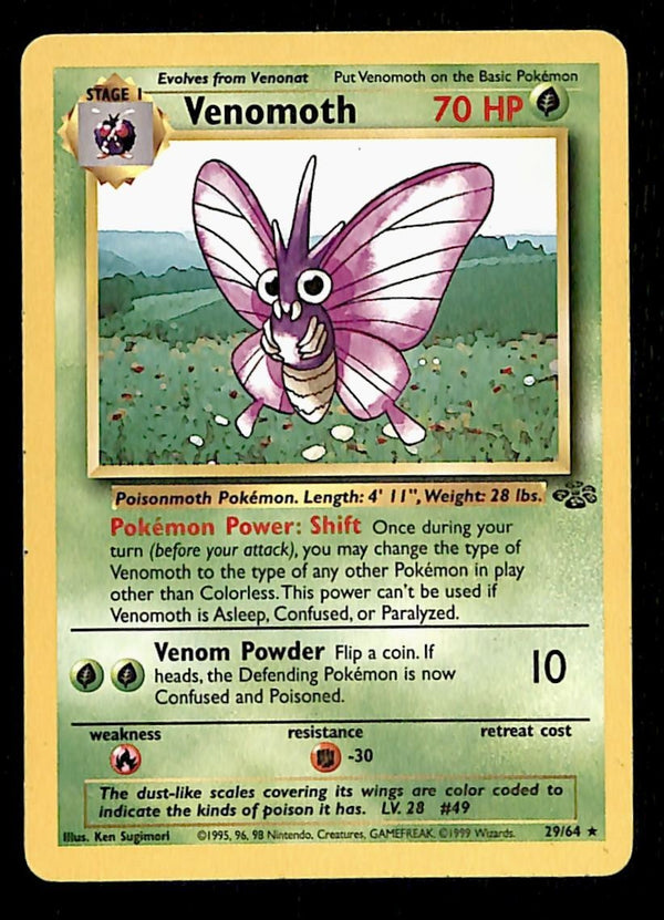 Venomoth Jungle LP, 29/64 Pokemon Card