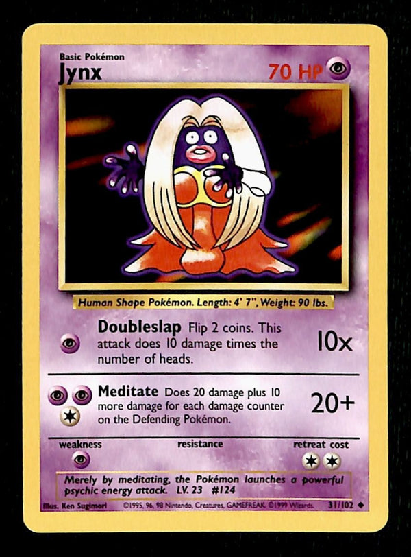 Jynx Base Set 1999 Unlimited Print NM, 31/102 Pokemon Card.