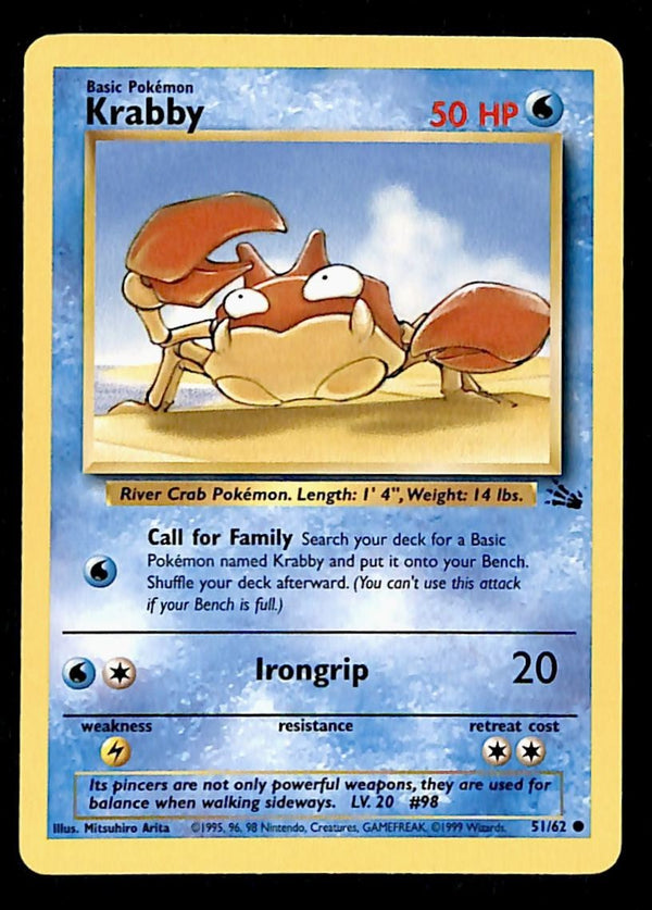 Krabby Fossil NM, 51/62 Pokemon Card