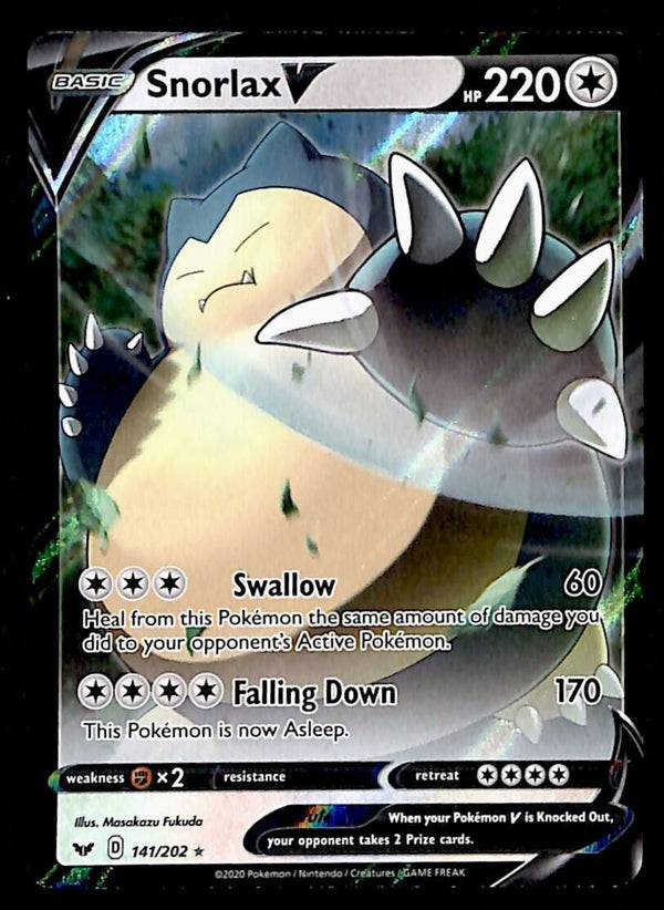 Snorlax V Ultra Rare Sword & Shield 141/202, NM Pokemon Card