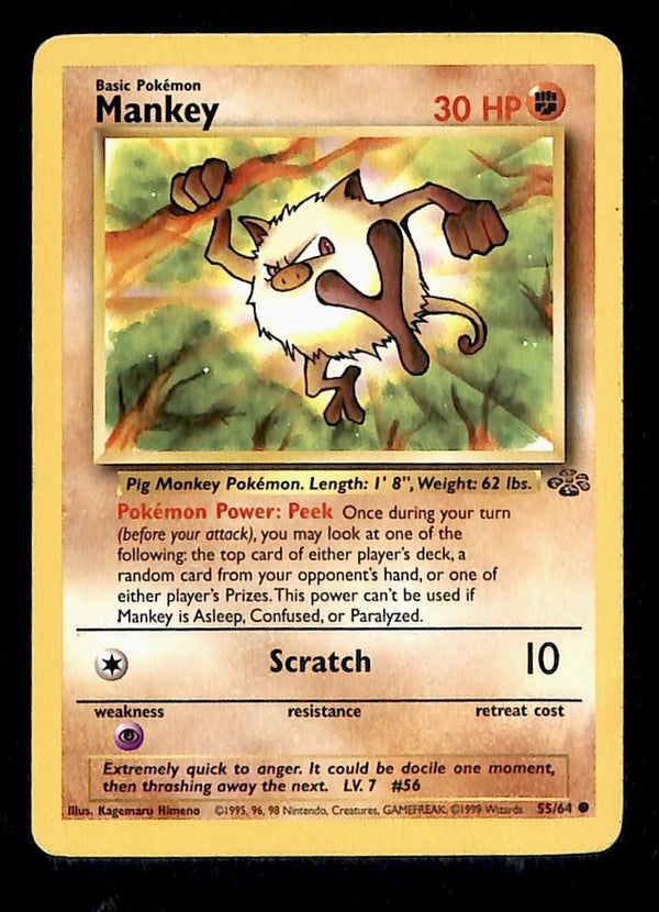 Mankey Jungle LP, 55/64 Pokemon Card