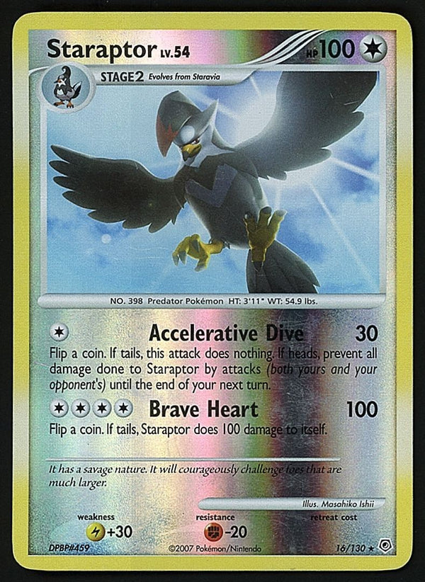Staraptor Reverse Holo Diamond & Pearl LP, 16/130 Pokemon Card