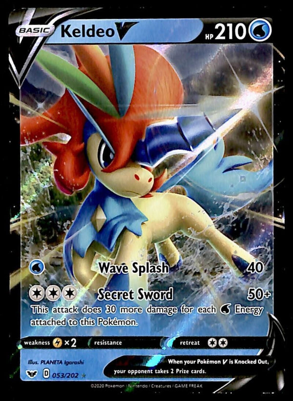 Keldeo V Ultra Rare Sword & Shield 053/202, NM Pokemon Card