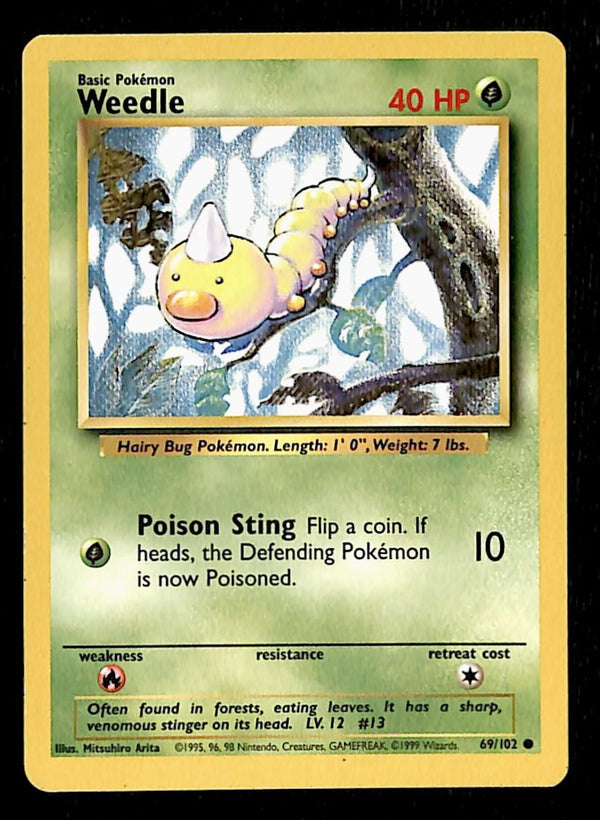 1995 weedle pokemon card - - 69/95 - Common - HS Unleashed - NM Grass / 40 / Basic Attack 1 Pokemon Shadowless Weedle 69 Base