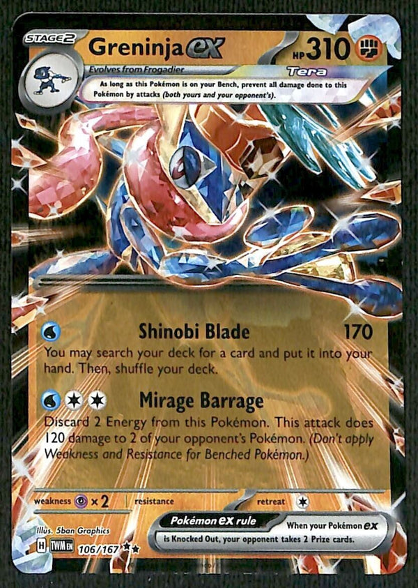 Greninja ex Ultra Rare Twilight Masquerade 106/167, NM Pokemon Card
