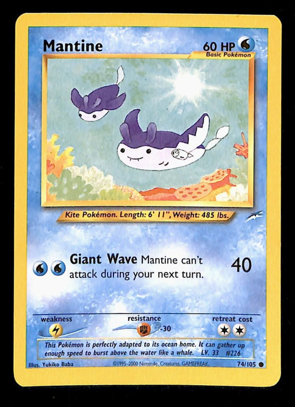 Mantine Neo Destiny Unlimited 74/105, LP Pokemon Card