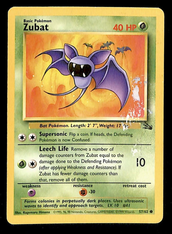 Zubat Fossil MP, 57/62 Pokemon Card