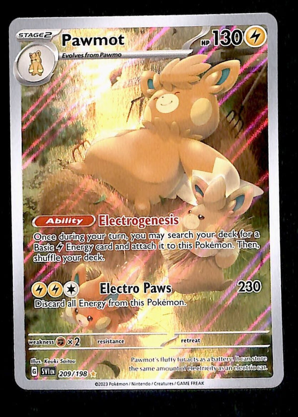 Pawmot Illustration Rare Scarlet & Violet Bae 209/198, NM Pokemon Card
