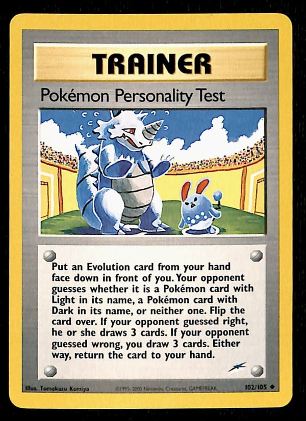 Pokemon Personality Test Neo Destiny Unlimited 102/105, NM Pokemon Card