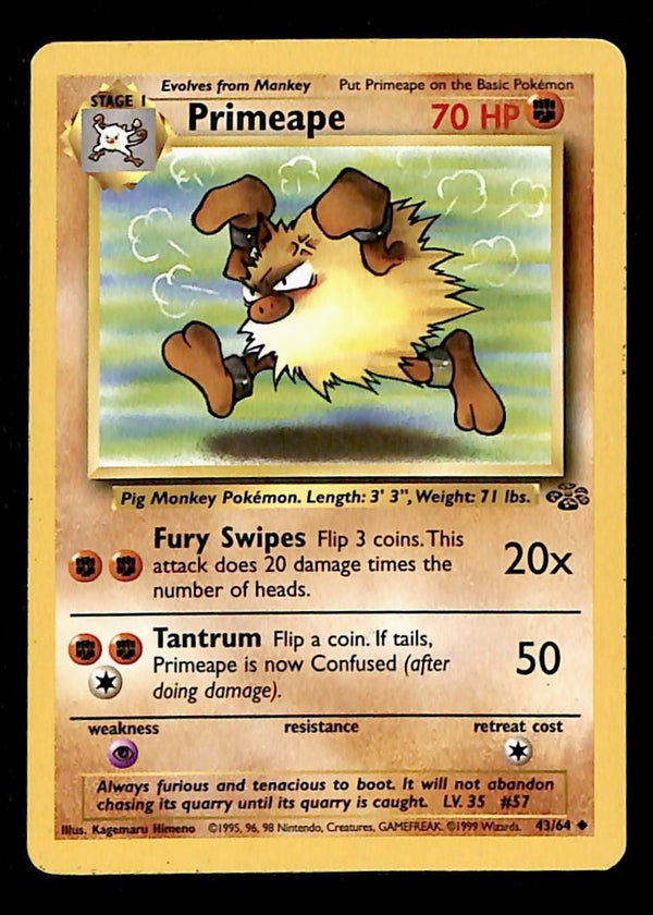 Primeape Jungle LP, 43/64 Pokemon Card