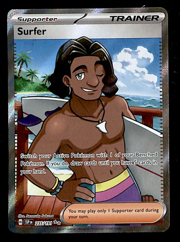 Surfer Full Art Trainer Surging Sparks 235/191, NM Pokemon Card