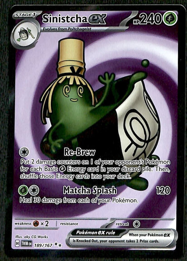 Sinistcha ex Twilight Masquerade 189/167, NM Pokemon Card