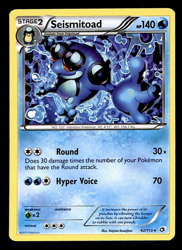Seismitoad Non Holo Rare Legendary Treasures 42/113, NM Pokemon Card