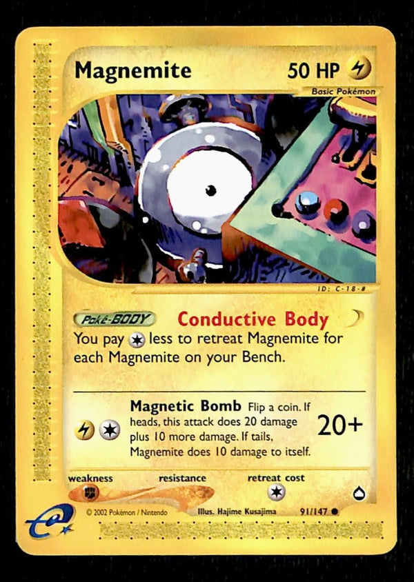 Magnemite Common Aquapolis 91/147, MP Pokemon Card