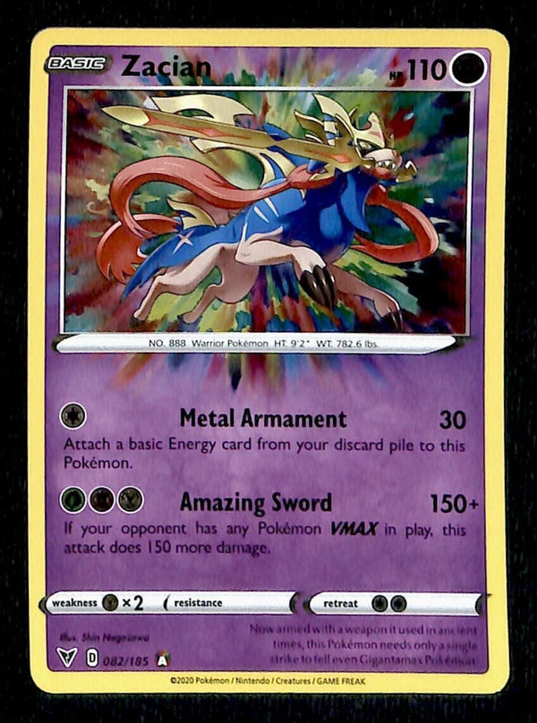 Zacian Amazing Rare Vivid Voltage 082/185, NM Pokemon Card