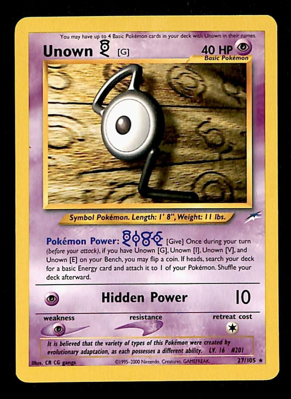 Unown G Neo Destiny Unlimited 27/105, NM Pokemon Card