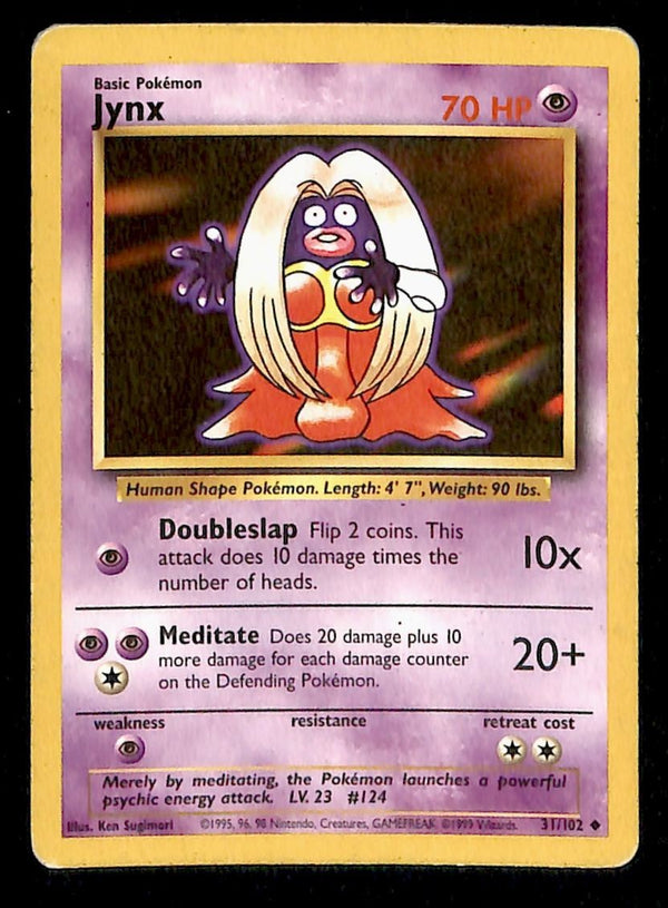 Jynx Base Set 1999 Unlimited Print VG, 31/102 Pokemon Card.