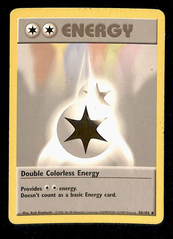 Double Colorless Energy Base Set 1999 Unlimited VG, 96/102 Pokemon Card.