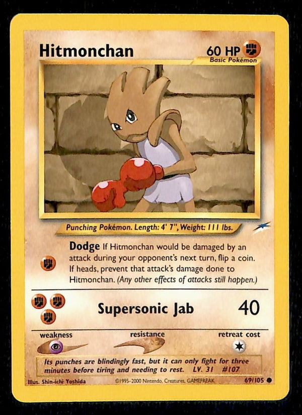 Hitmonchan Neo Destiny Unlimited 69/105, LP Pokemon Card