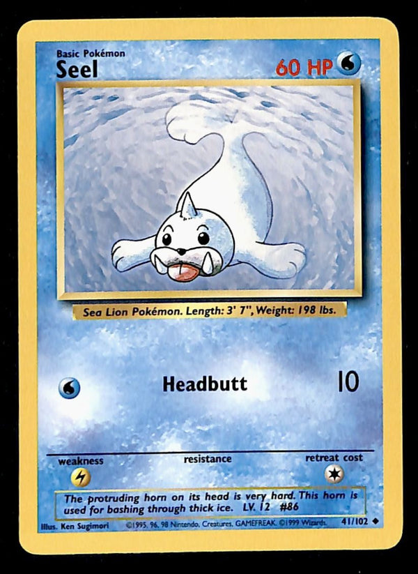 Seel Base Set 1999 Unlimited Print LP, 41/102 Pokemon Card.