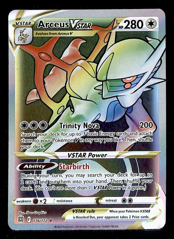 Arceus Vstar Rainbow Secret Rare Brilliant Stars 176/172, NM Pokemon Card