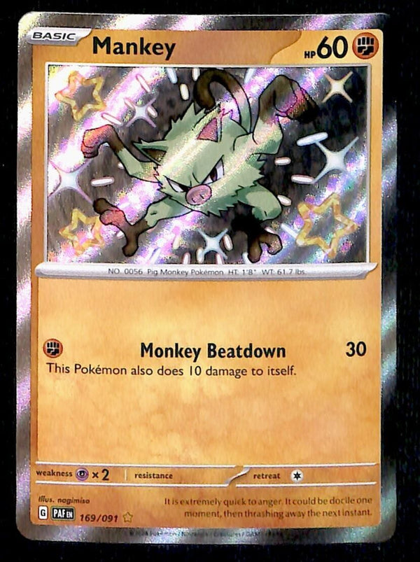 shiny mankey pokemon card Mankey (Reverse Holo) 100/190 SV4a Shiny Treasure ex