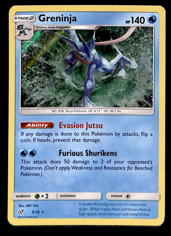 Greninja Holo Detective Pikachu NM, 9/18 Pokemon Card.