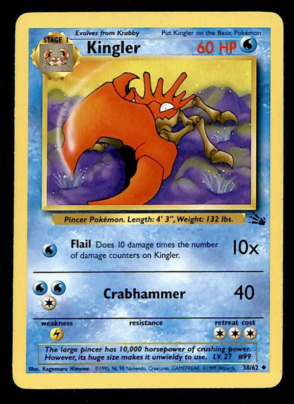 Kingler Fossil LP, 38/62 Pokemon Card