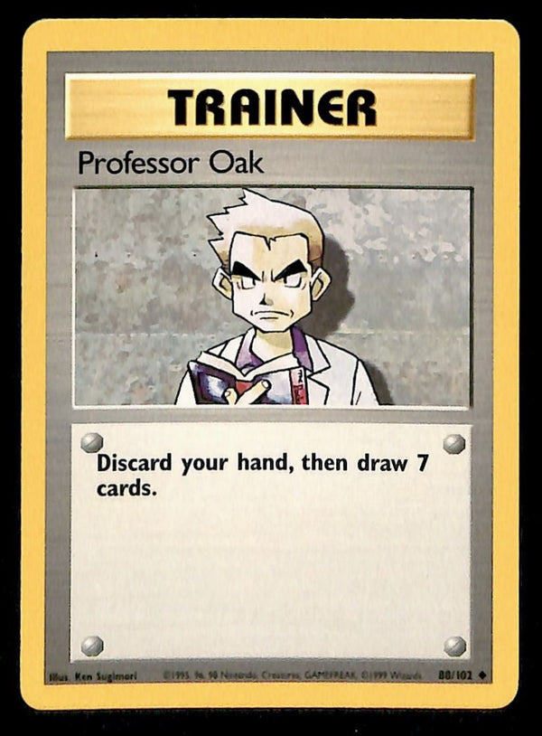 Professor Oak Base Set 1999 Unlimited Print NM, 88/102 Pokemon Card.