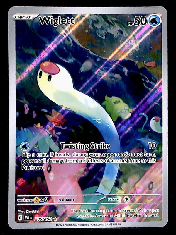 Wiglett Illustrator Rare Scarlet & Violet Bae 206/198, NM Pokemon Card