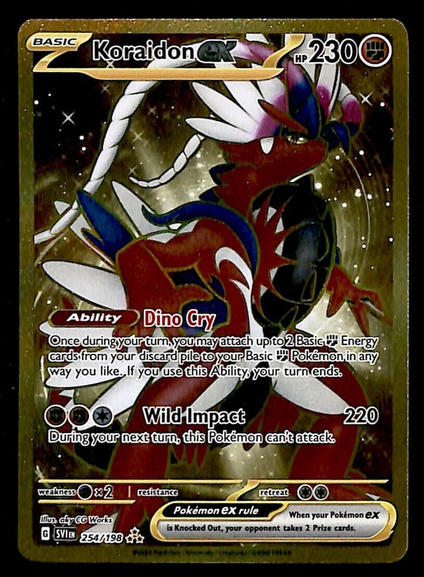 Koraidon ex Gold Card Ultra Rare Scarlet & Violet Bae 254/198, NM Pokemon Card