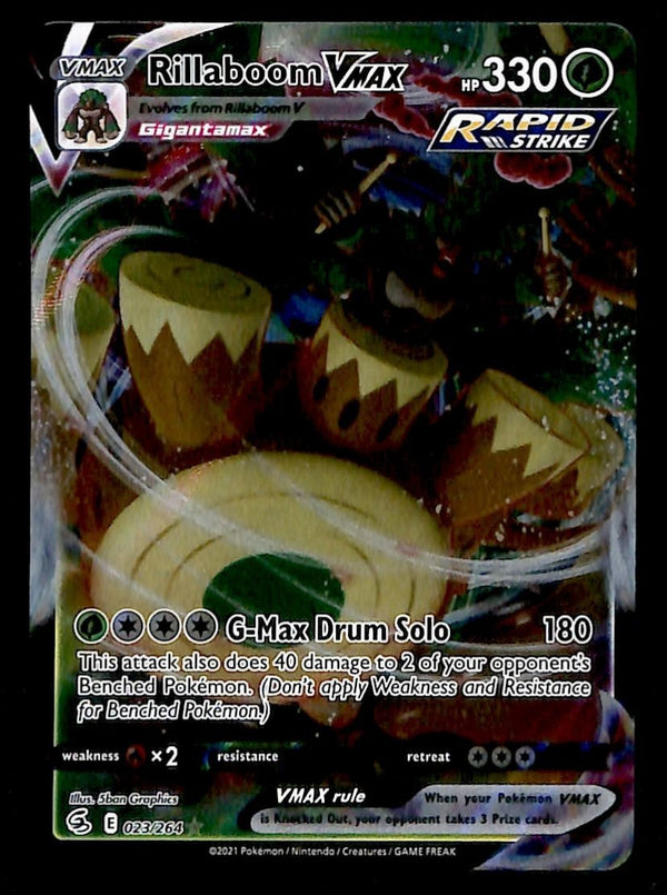 Rillaboom Vmax Ultra Rare Fusion Strike 023/264, NM Pokemon Card